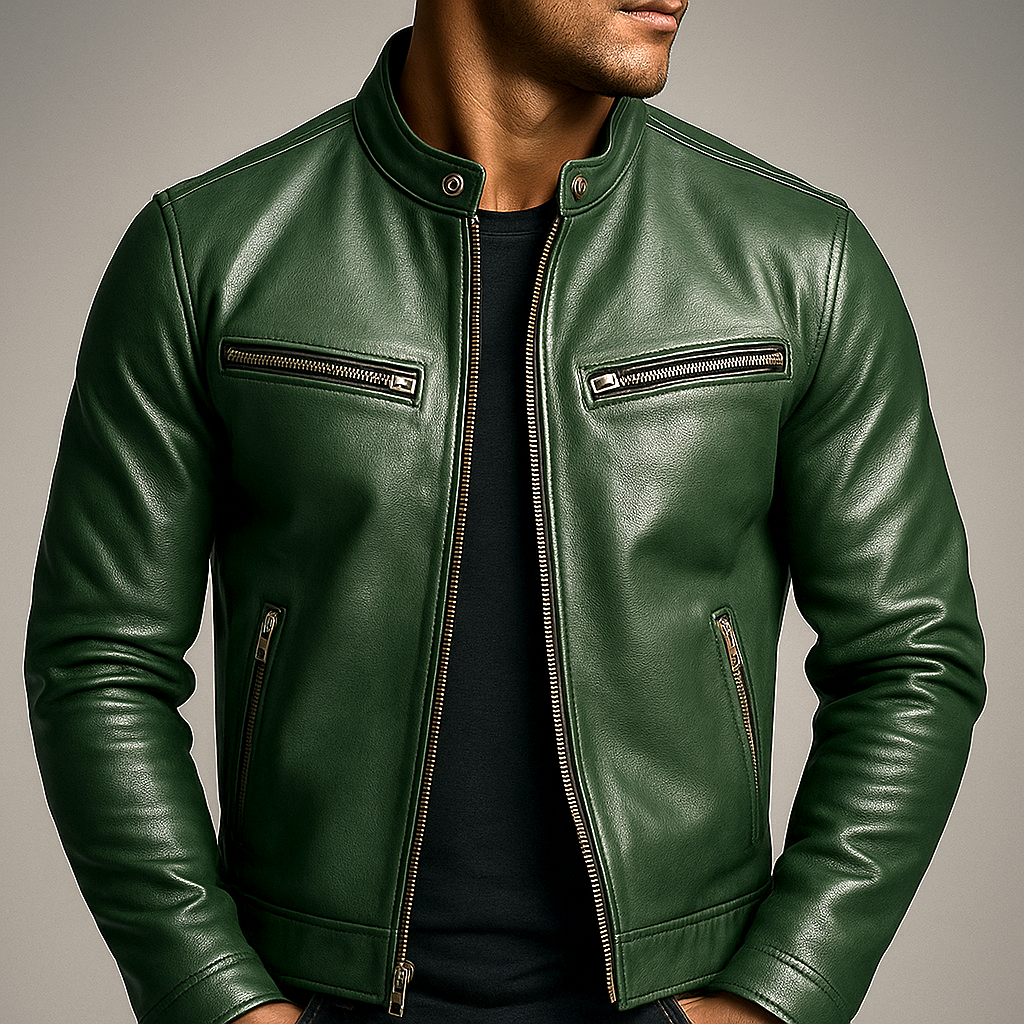 Chaqueta de hombre con cuello alzado y cremallera frontal-Jackets for men-Casaluzia