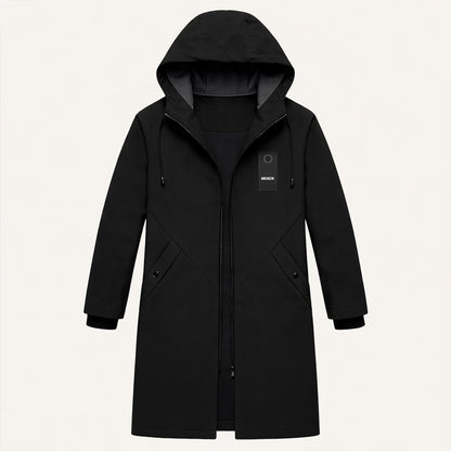 Chaqueta larga con capucha para hombre con cordón y cremallera frontal-Jackets for men-Casaluzia