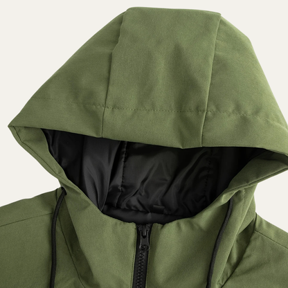 Chaqueta larga con capucha para hombre con cordón y cremallera frontal-Jackets for men-Casaluzia