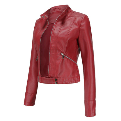 Chaqueta motera para mujer con cuello alzado y cremalleras-Jacket for women-Casaluzia