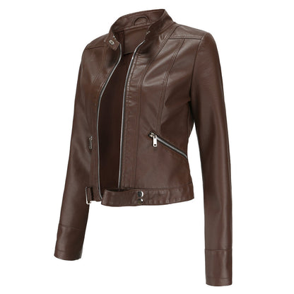 Chaqueta motera para mujer con cuello alzado y cremalleras-Jacket for women-Casaluzia