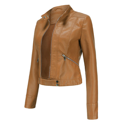 Chaqueta motera para mujer con cuello alzado y cremalleras-Jacket for women-Casaluzia