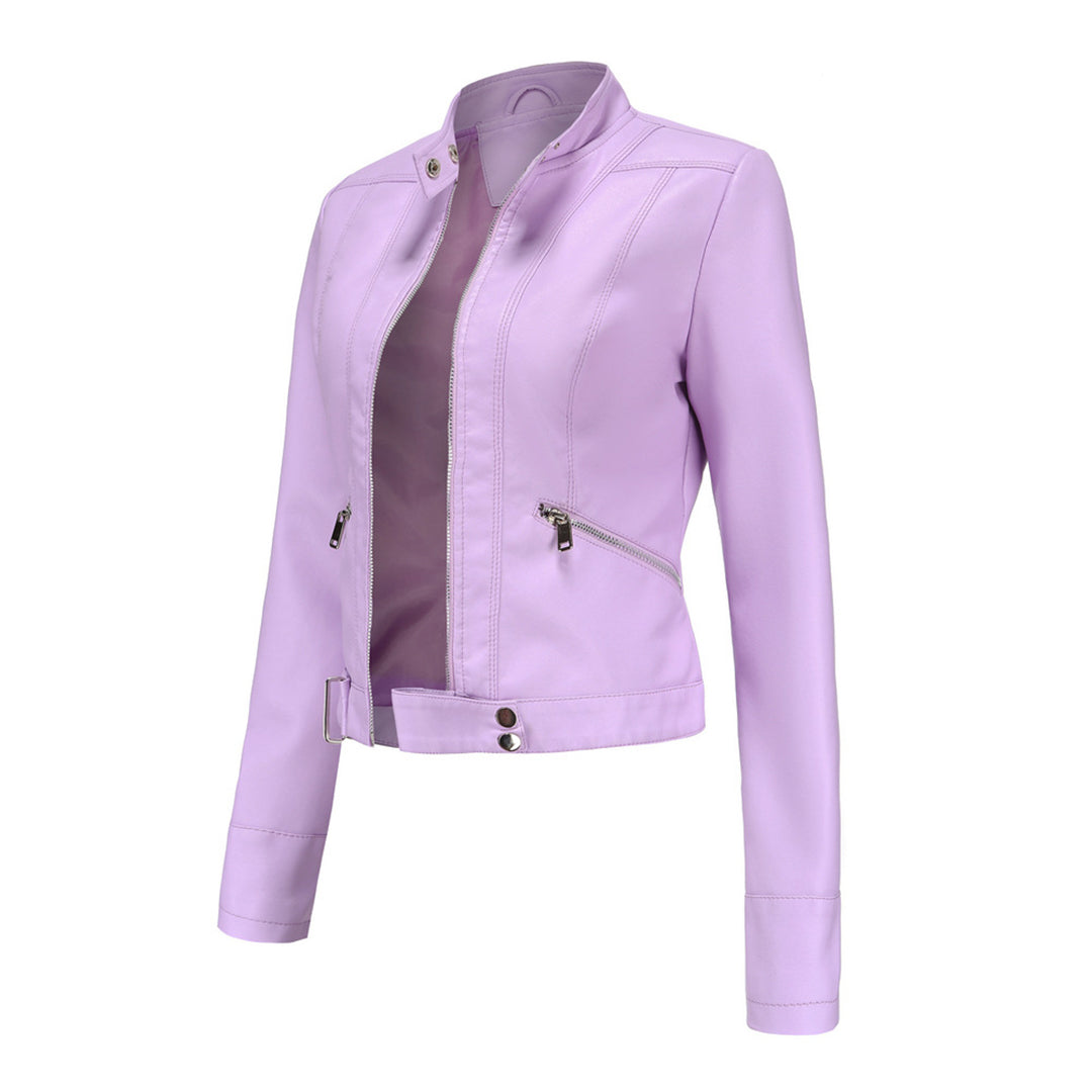Chaqueta motera para mujer con cuello alzado y cremalleras-Jacket for women-Casaluzia