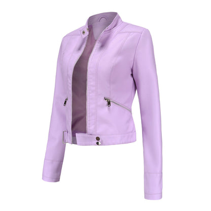 Chaqueta motera para mujer con cuello alzado y cremalleras-Jacket for women-Casaluzia