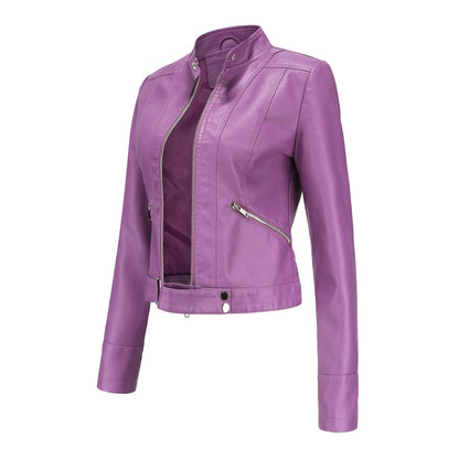 Chaqueta motera para mujer con cuello alzado y cremalleras-Jacket for women-Casaluzia