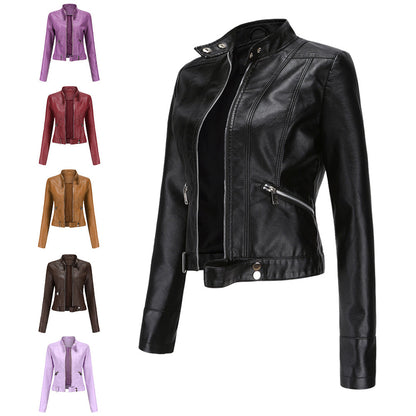 Chaqueta motera para mujer con cuello alzado y cremalleras-Jacket for women-Casaluzia
