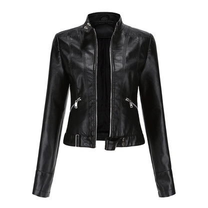 Chaqueta motera para mujer con cuello alzado y cremalleras-Jacket for women-Casaluzia