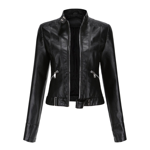 Chaqueta motera para mujer con cuello alzado y cremalleras-Jacket for women-Casaluzia
