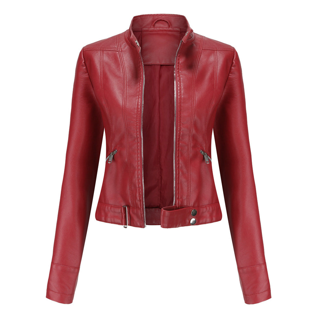 Chaqueta motera para mujer con cuello alzado y cremalleras-Jacket for women-Casaluzia