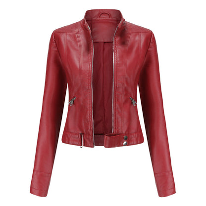 Chaqueta motera para mujer con cuello alzado y cremalleras-Jacket for women-Casaluzia