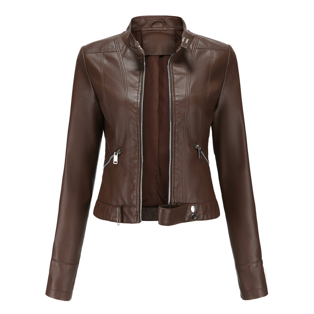 Chaqueta motera para mujer con cuello alzado y cremalleras-Jacket for women-Casaluzia