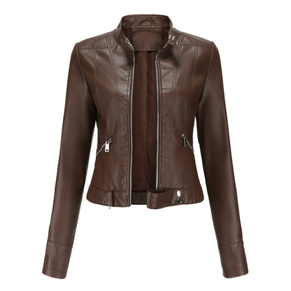 Chaqueta motera para mujer con cuello alzado y cremalleras-Jacket for women-Casaluzia
