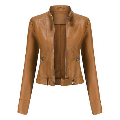 Chaqueta motera para mujer con cuello alzado y cremalleras-Jacket for women-Casaluzia