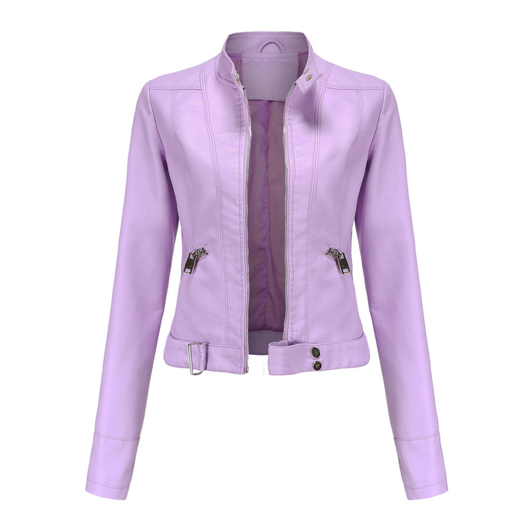 Chaqueta motera para mujer con cuello alzado y cremalleras-Jacket for women-Casaluzia