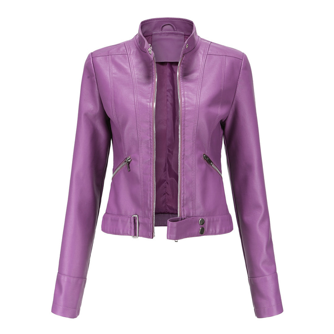 Chaqueta motera para mujer con cuello alzado y cremalleras-Jacket for women-Casaluzia
