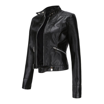 Chaqueta motera para mujer con cuello alzado y cremalleras-Jacket for women-Casaluzia