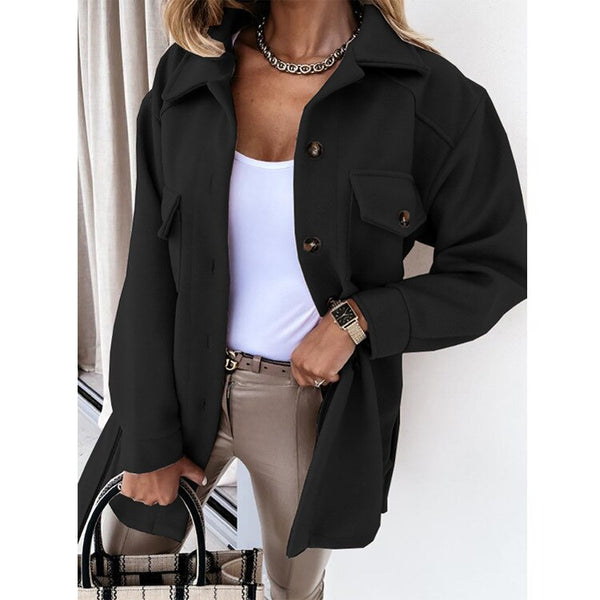 Chaqueta tipo camisa con botones para mujer-Shirts for women-Casaluzia