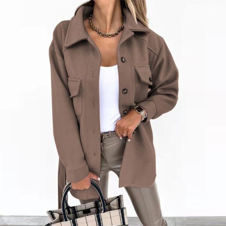 Chaqueta tipo camisa con botones para mujer-Shirts for women-Casaluzia
