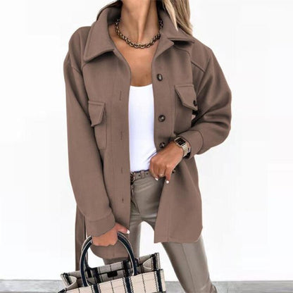 Chaqueta tipo camisa con botones para mujer-Shirts for women-Casaluzia