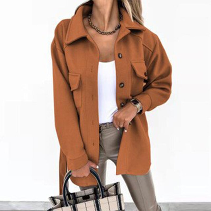 Chaqueta tipo camisa con botones para mujer-Shirts for women-Casaluzia