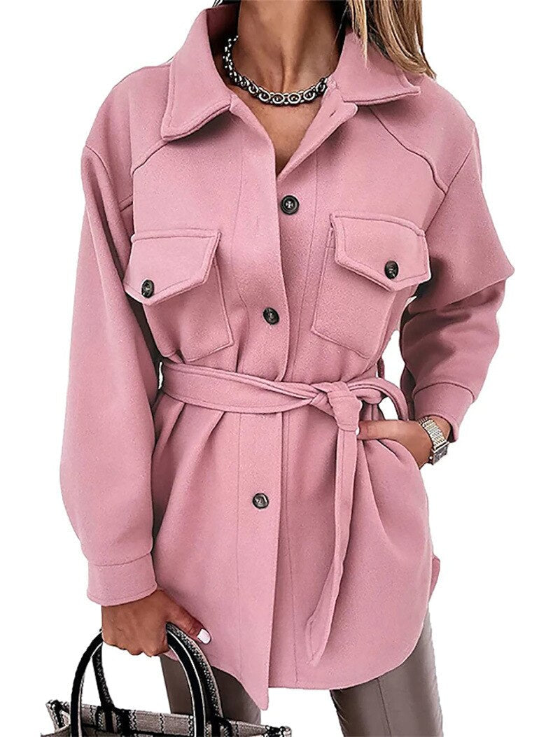 Chaqueta tipo camisa con botones para mujer-Shirts for women-Casaluzia