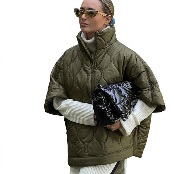 Chaqueta tipo capa acolchada para mujer con cuello alzado-Jacket for women-Casaluzia