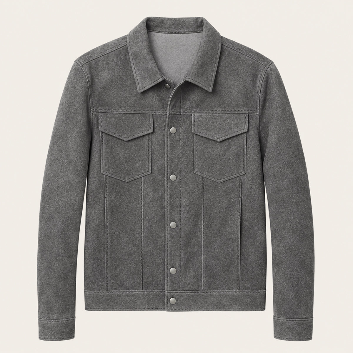 Chaqueta Trucker de ante para hombre con cierre de botones a presión-Jackets for men-Casaluzia