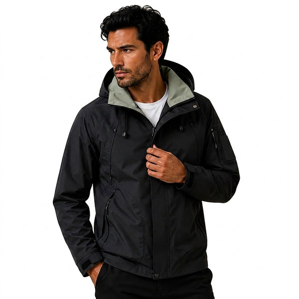 Chaqueta utilitaria con capucha para hombre y forro en contraste-Jackets for men-Casaluzia
