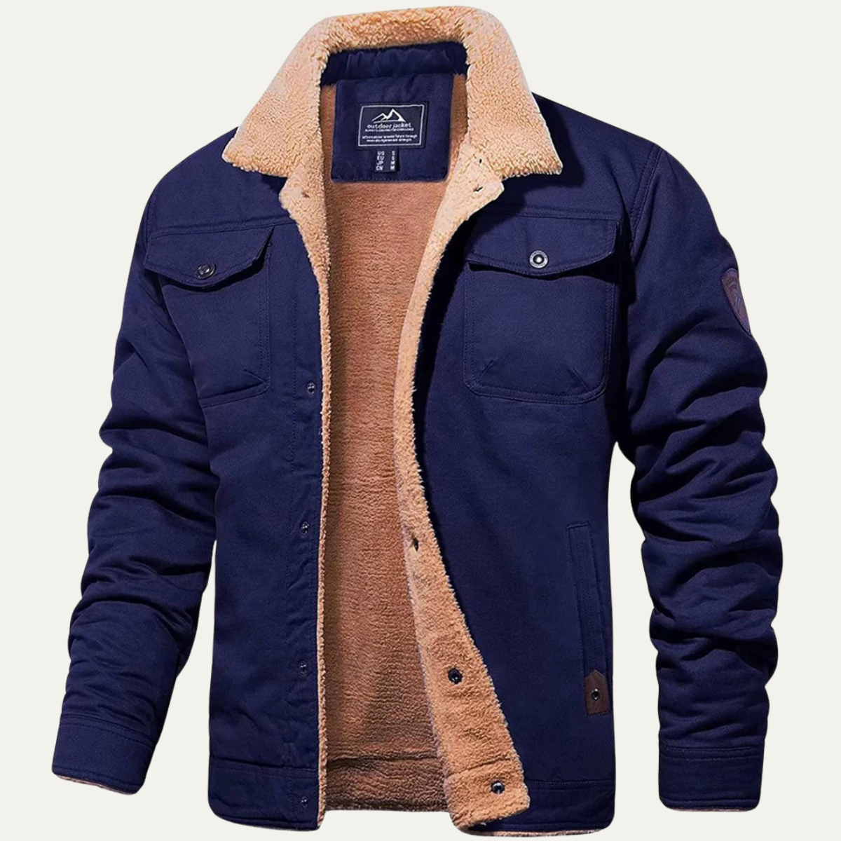 Chaqueta utilitaria para hombre con forro polar y cierre de botones-Jackets for men-Casaluzia