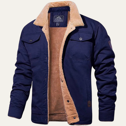 Chaqueta utilitaria para hombre con forro polar y cierre de botones-Jackets for men-Casaluzia