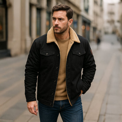Chaqueta utilitaria para hombre con forro polar y cierre de botones-Jackets for men-Casaluzia