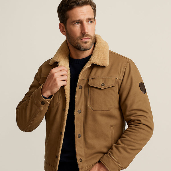 Chaqueta utilitaria para hombre con forro polar y cierre de botones-Jackets for men-Casaluzia