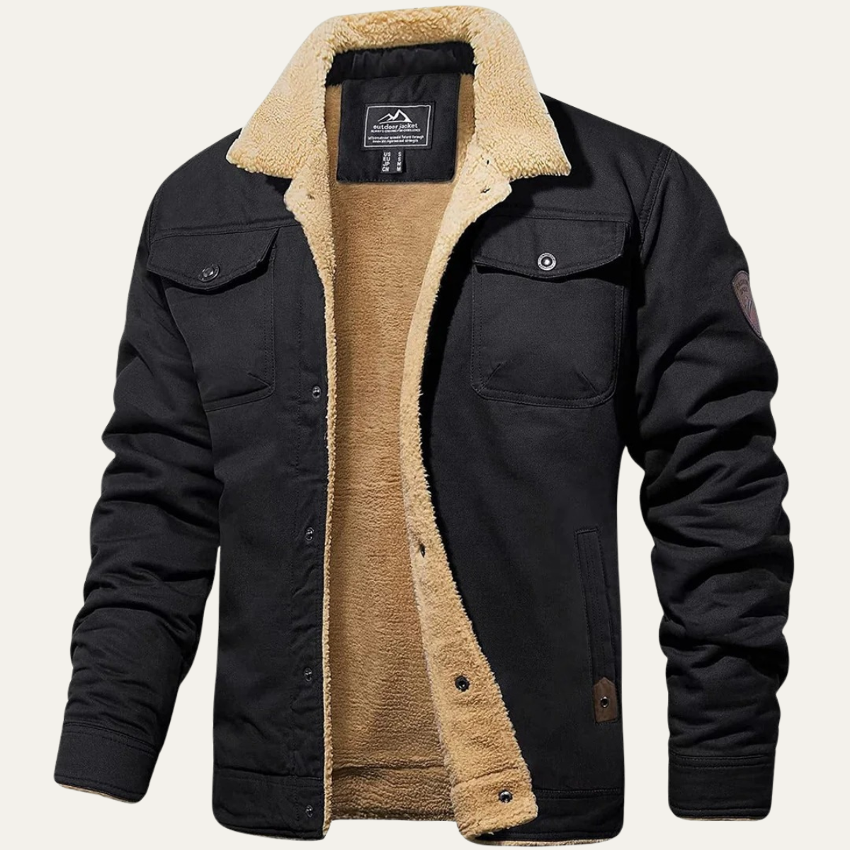 Chaqueta utilitaria para hombre con forro polar y cierre de botones-Jackets for men-Casaluzia