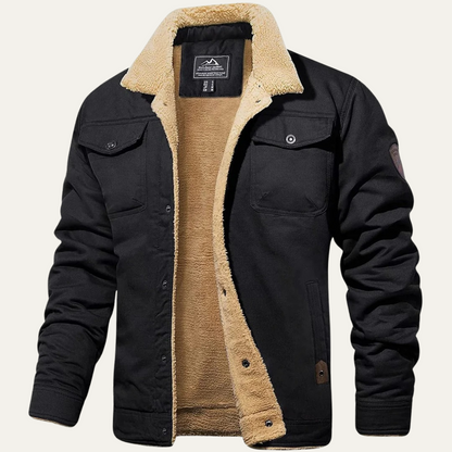 Chaqueta utilitaria para hombre con forro polar y cierre de botones-Jackets for men-Casaluzia