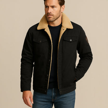 Chaqueta utilitaria para hombre con forro polar y cierre de botones-Jackets for men-Casaluzia