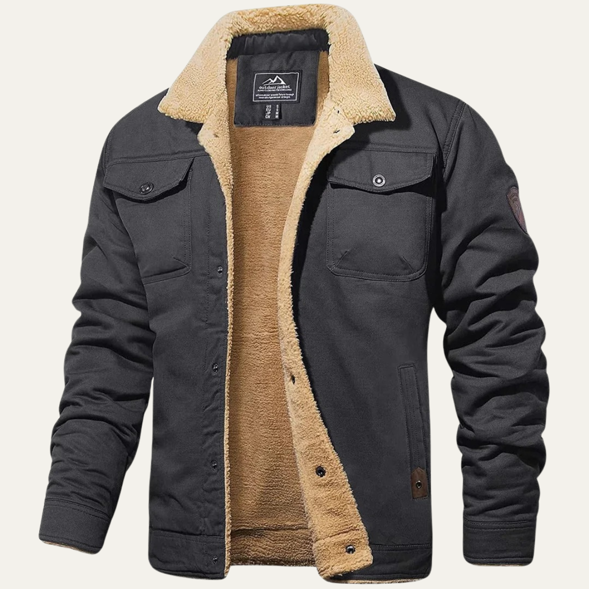 Chaqueta utilitaria para hombre con forro polar y cierre de botones-Jackets for men-Casaluzia