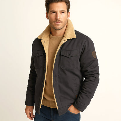 Chaqueta utilitaria para hombre con forro polar y cierre de botones-Jackets for men-Casaluzia