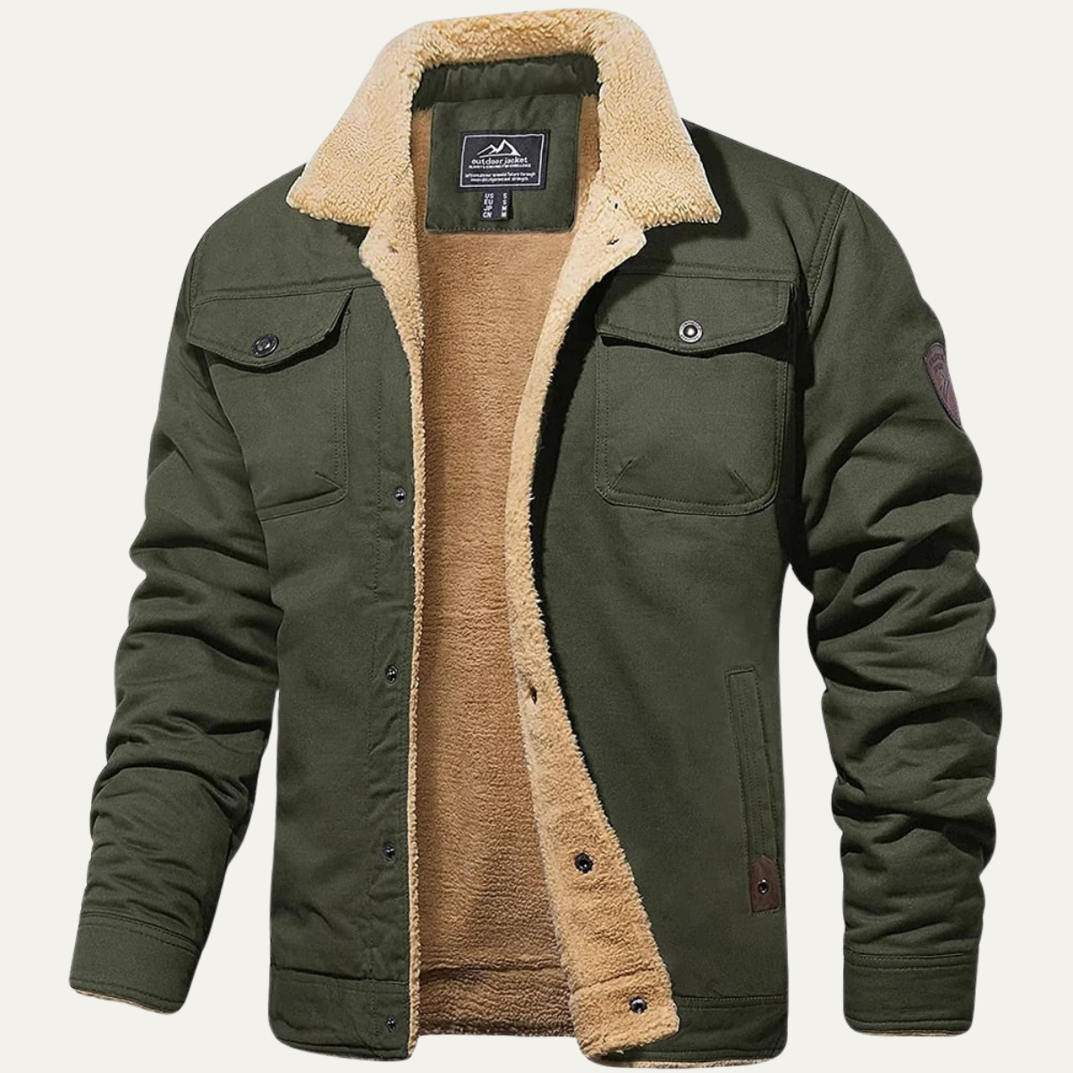 Chaqueta utilitaria para hombre con forro polar y cierre de botones-Jackets for men-Casaluzia