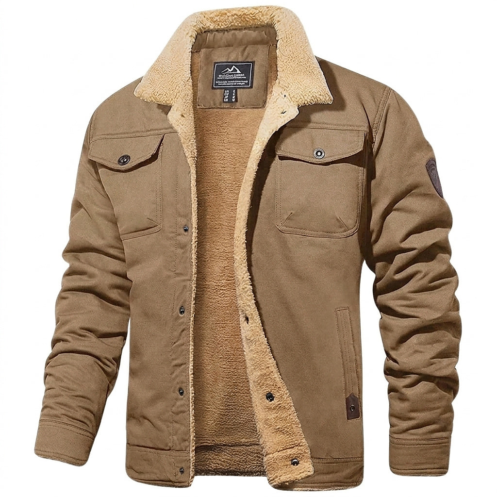Chaqueta utilitaria para hombre con forro polar y cierre de botones-Jackets for men-Casaluzia