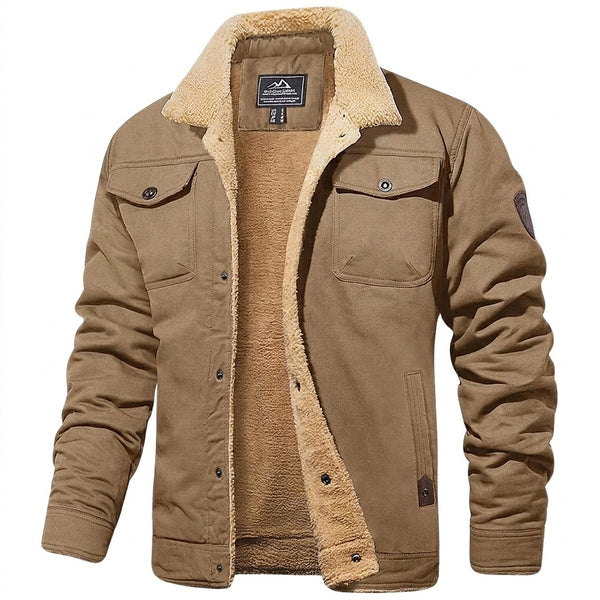 Chaqueta utilitaria para hombre con forro polar y cierre de botones-Jackets for men-Casaluzia