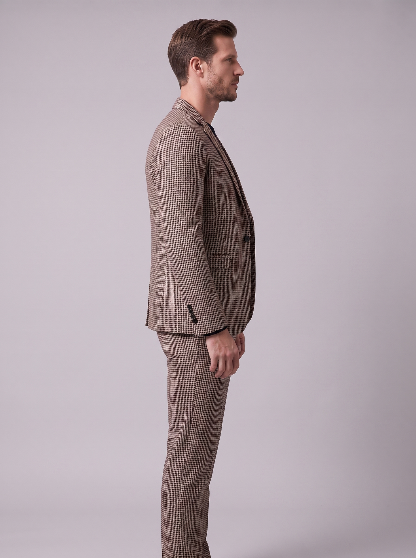 Conjunto de americana y pantalón con estampado de pata de gallo para hombre-Sets for Men-Casaluzia