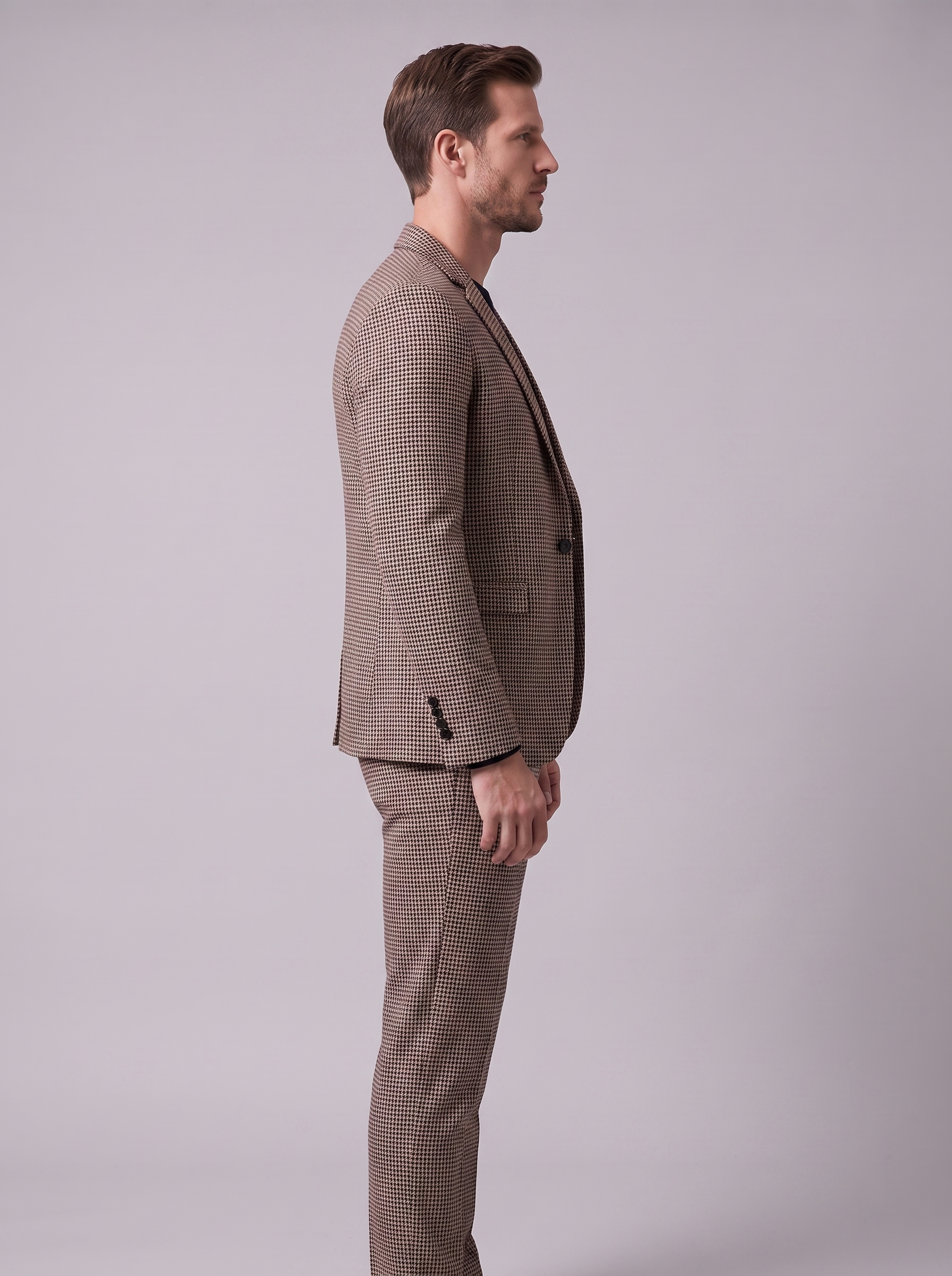 Conjunto de americana y pantalón con estampado de pata de gallo para hombre-Sets for Men-Casaluzia