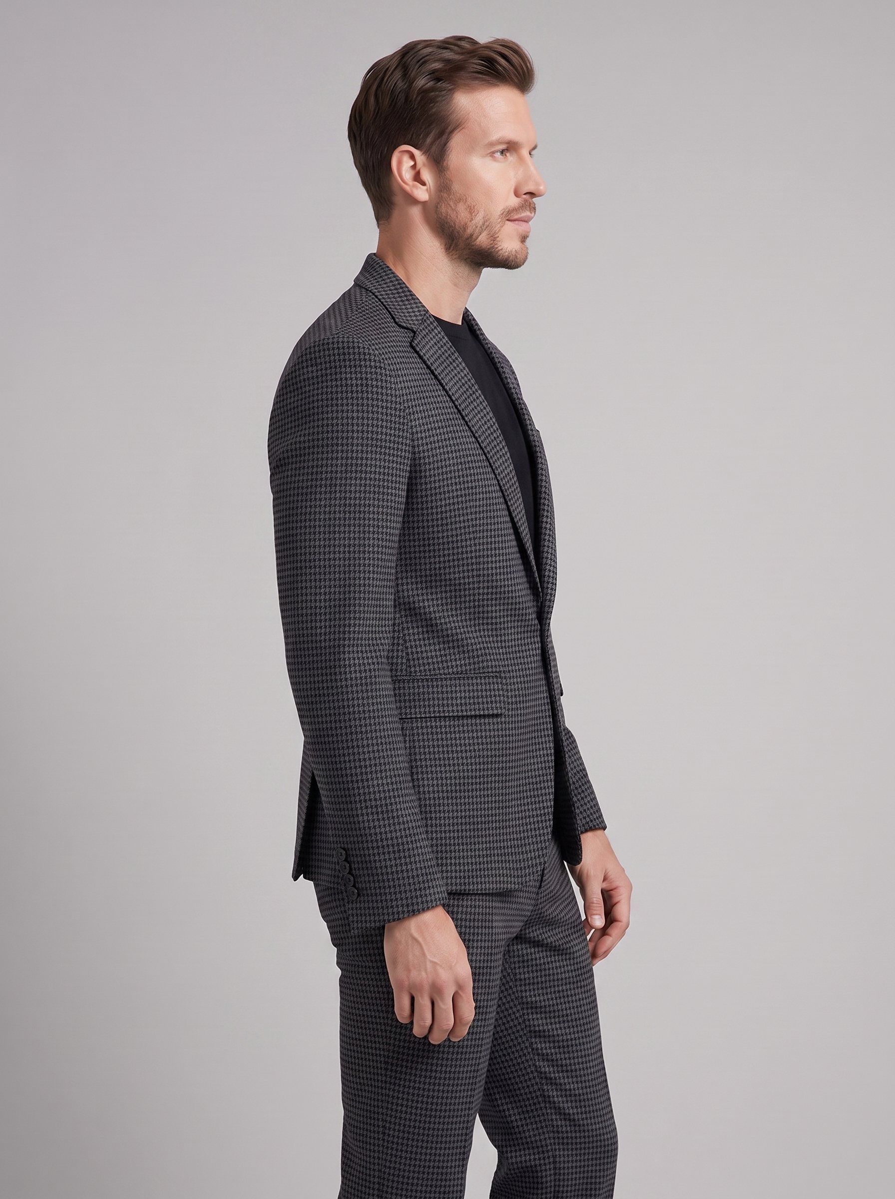 Conjunto de americana y pantalón con estampado de pata de gallo para hombre-Sets for Men-Casaluzia