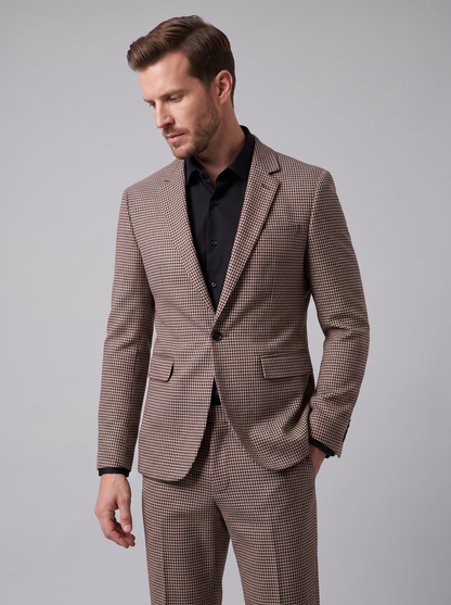 Conjunto de americana y pantalón con estampado de pata de gallo para hombre-Sets for Men-Casaluzia