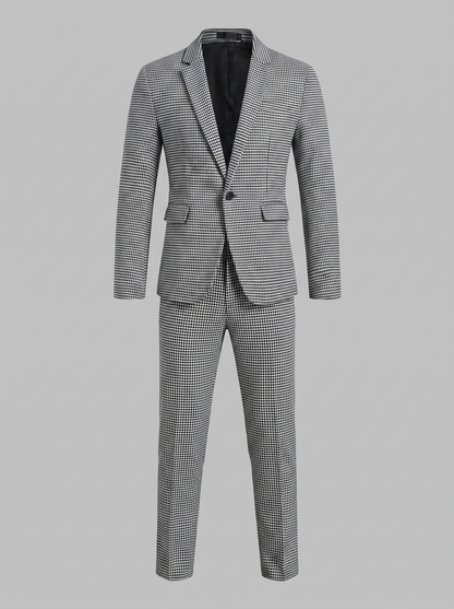 Conjunto de americana y pantalón con estampado de pata de gallo para hombre-Sets for Men-Casaluzia