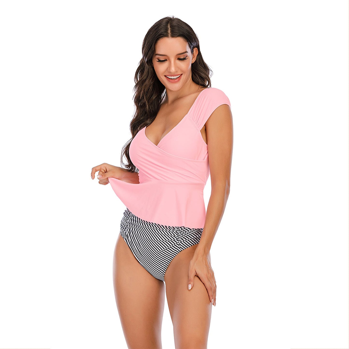 Conjunto de bikini con peplum y estampado de estrellas para mujer-Swimwear for Women-Casaluzia