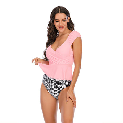 Conjunto de bikini con peplum y estampado de estrellas para mujer-Swimwear for Women-Casaluzia