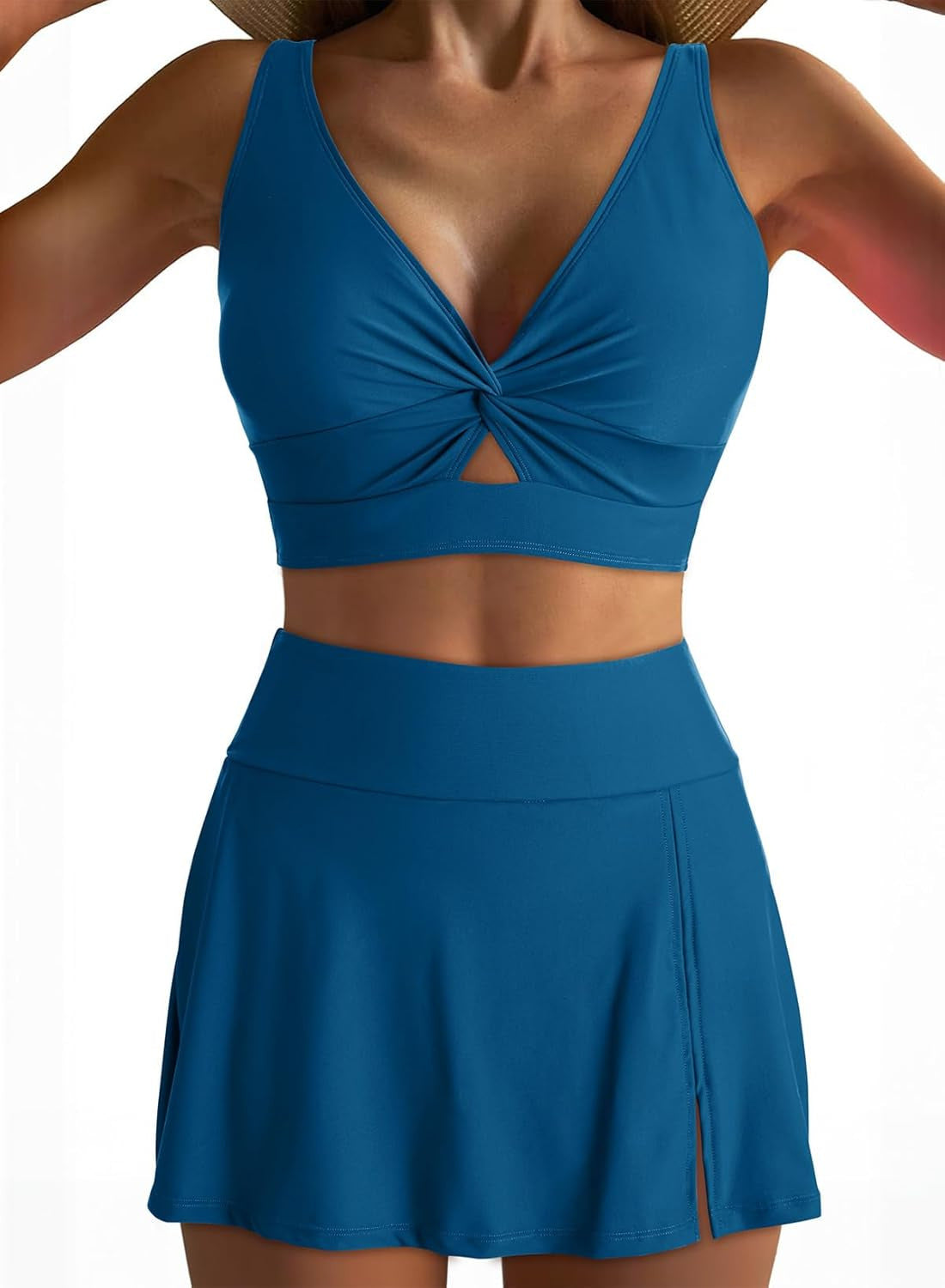 Conjunto de bikini de dos piezas con frente retorcido para mujer-Swimwear for Women-Casaluzia