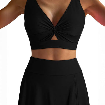 Conjunto de bikini de dos piezas con frente retorcido para mujer-Swimwear for Women-Casaluzia