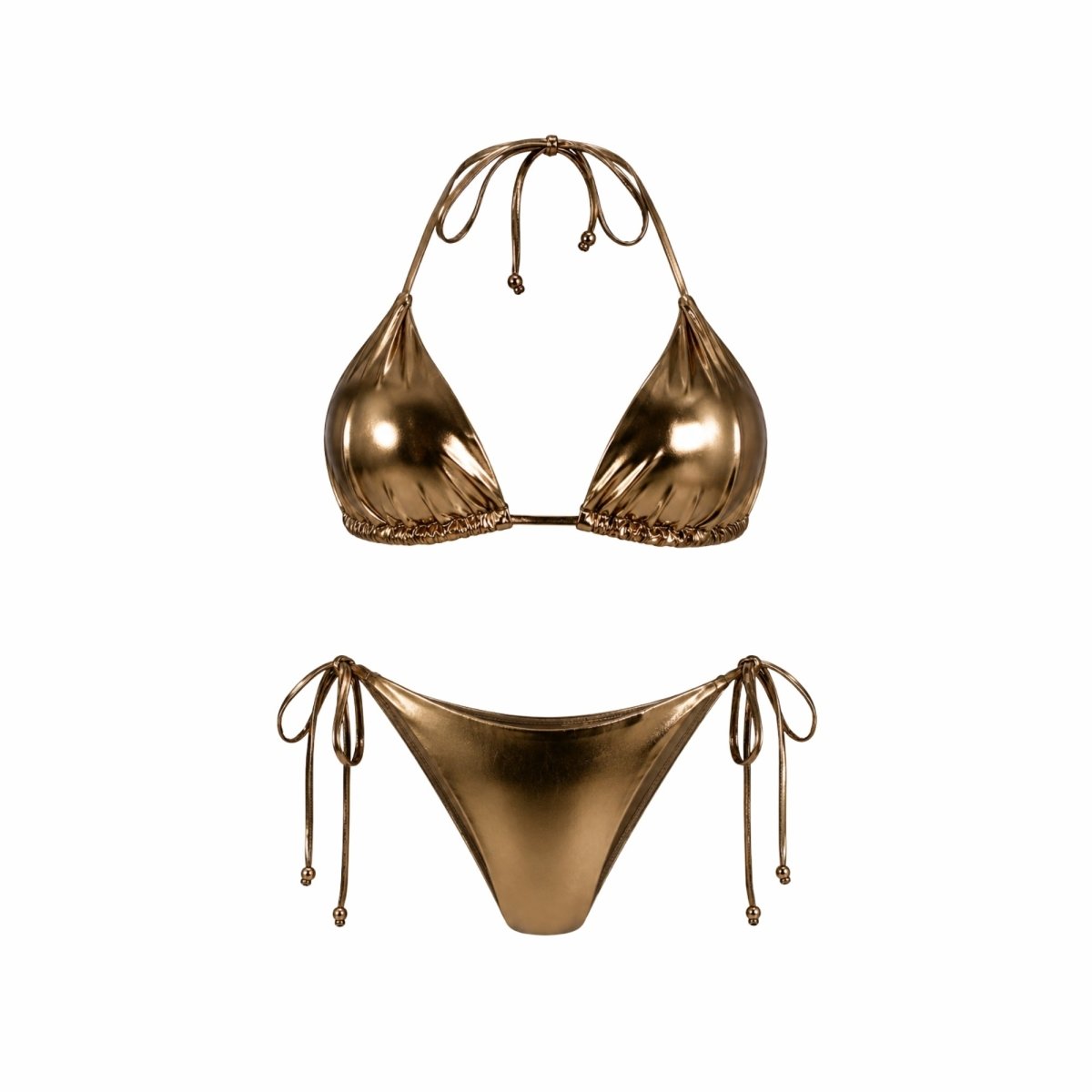 Conjunto de bikini metálico para mujer-Swimwear for Women-Casaluzia